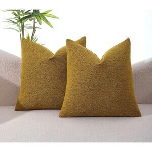 NWT Mustard Yellow Throw Pillow Covers 20x20 Set of 2 Decorative Accent Textured